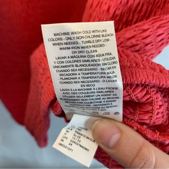 NWoT Jessica Simpson Smocked Coral Off the Shoulder Blouse, size 2XL - Picture 8 of 10